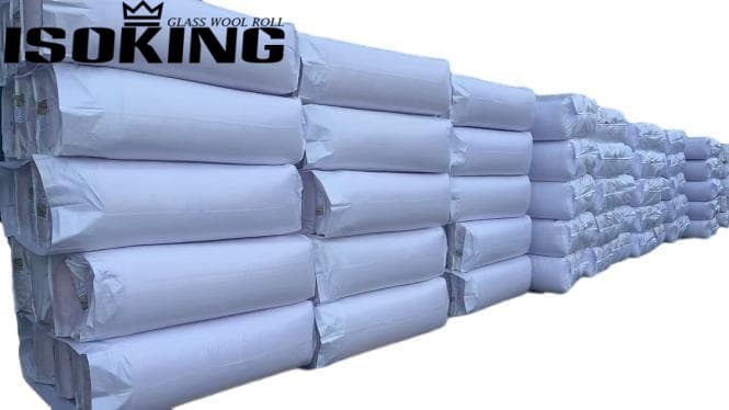 iking pink fiberglass batt with white package in the warehouse